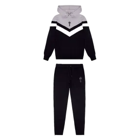 Trapstar V Stripe Hoodie Tracksuit - Black/White/Marl Grey