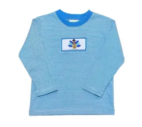 Turkey Play Tee- Periwinkle Bitty Stripe Knit