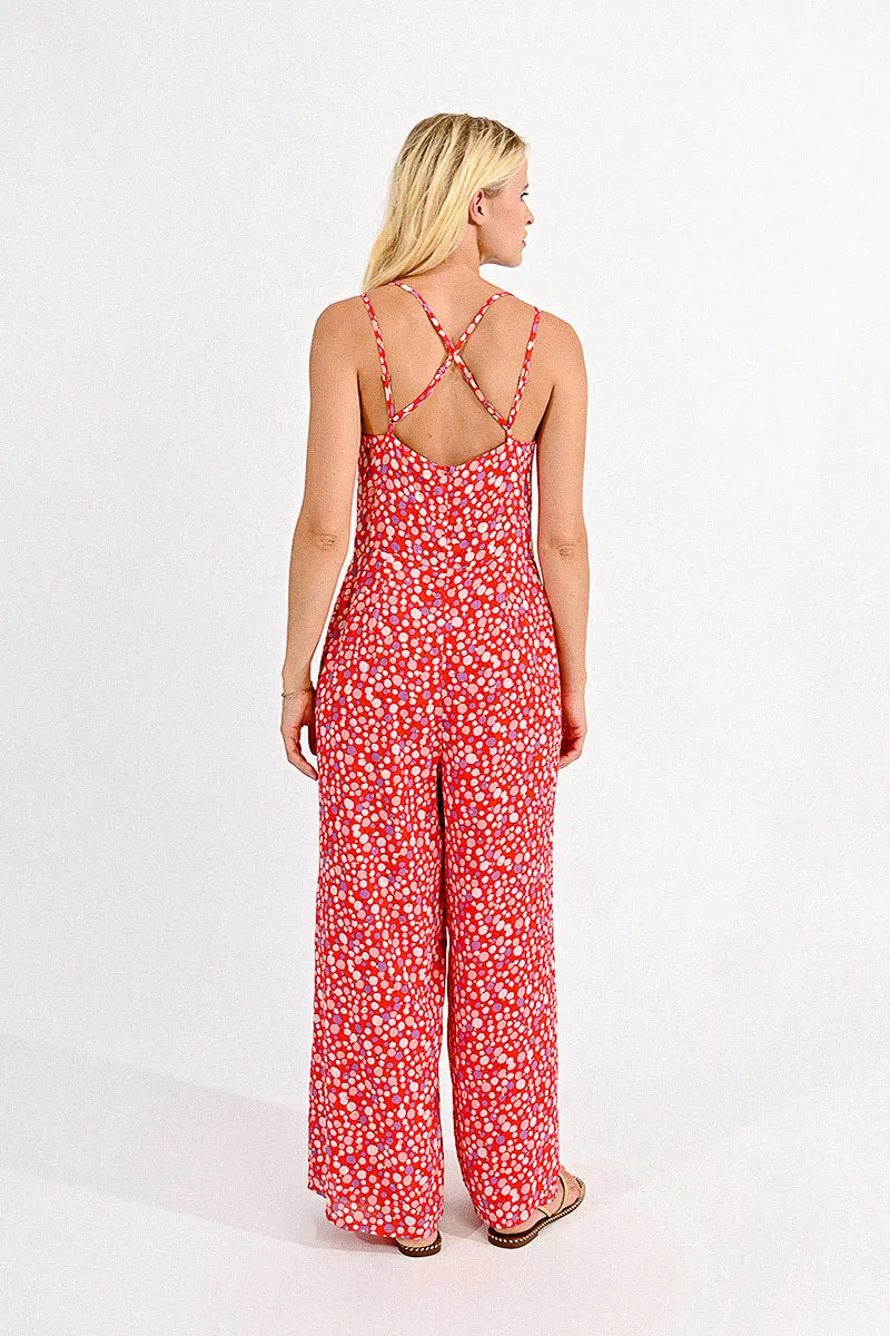 V-Neck Jumpsuit - Red Charlotte