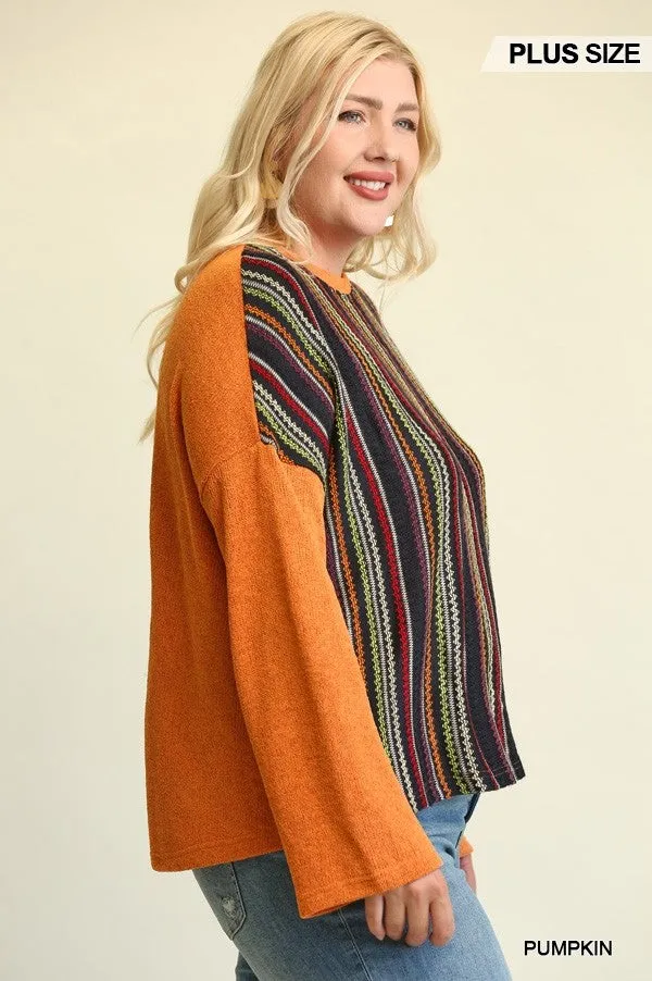 Vivid Stripes Knit Loose Top Voluptuous ( ) Plus Size- 3 colors - Ships from The US