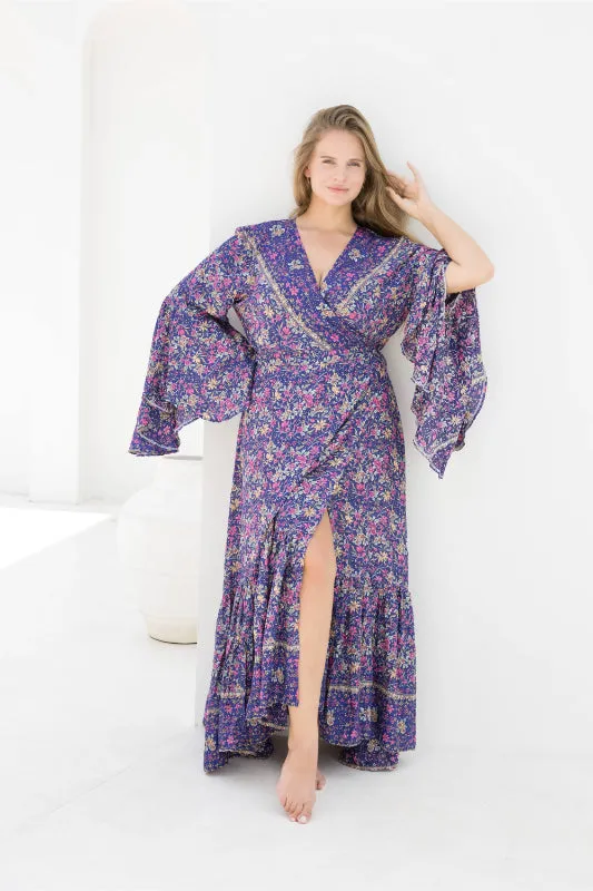 Vixen Maxi Dress - Iris Blue Print