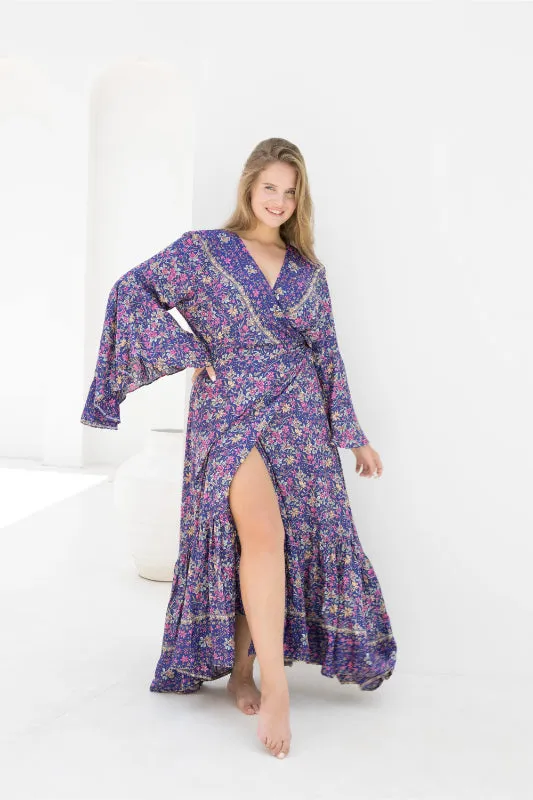 Vixen Maxi Dress - Iris Blue Print