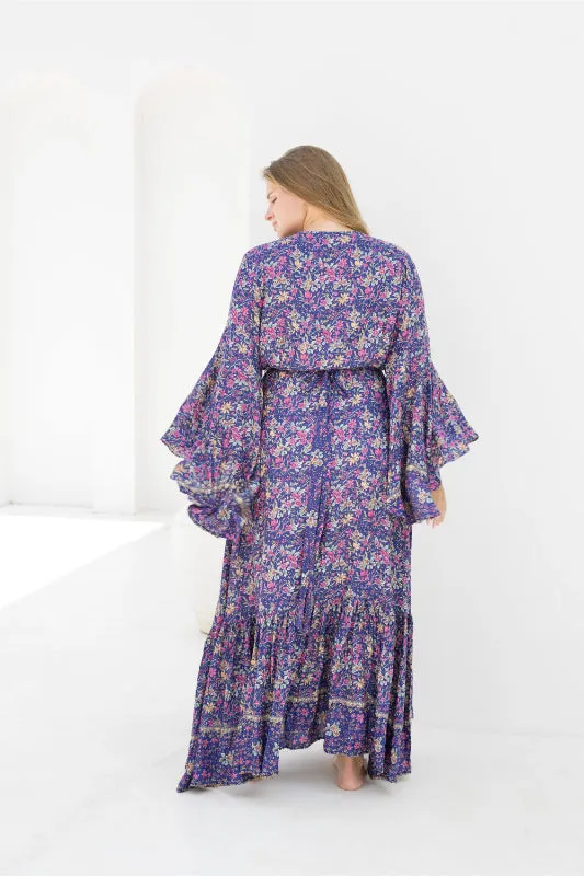 Vixen Maxi Dress - Iris Blue Print