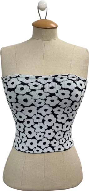 White Fox Ebony and Ivory Lucky Clover Strapless Knit Top UK S