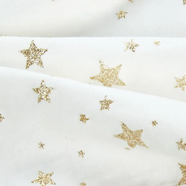 White Glitter Gold Star Tee