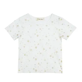 White Glitter Gold Star Tee