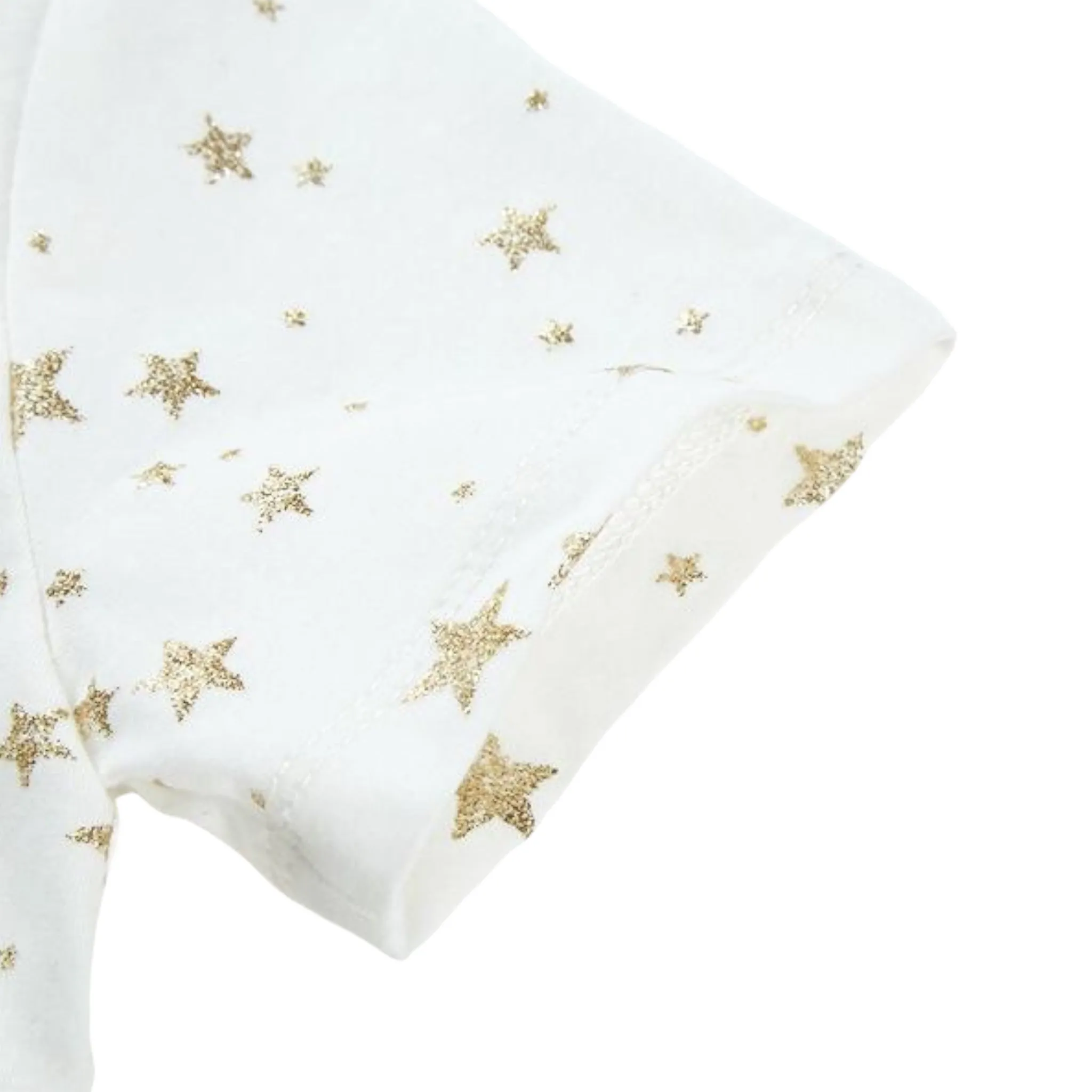 White Glitter Gold Star Tee