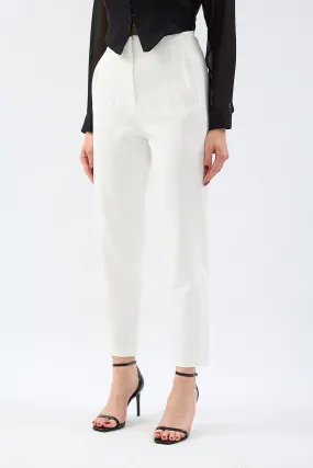 WHITE HIGH WAIST CARROT PANTS