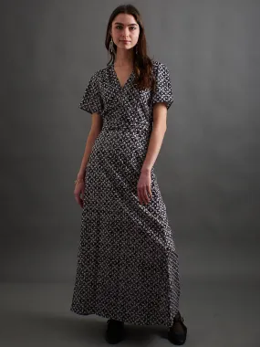 Wrap Maxi Dress - Black Botanical