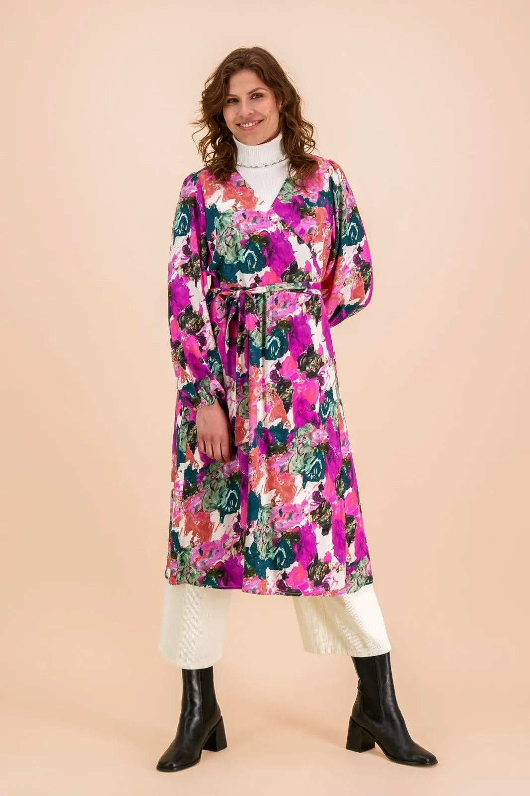 Wrap Midi Dress, Aquarelle