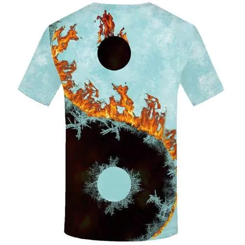 Yinyang T-shirt Men Gossip Tshirts Novelty Flame Tshirts Casual Harajuku T shirts Funny Gothic T-shirts 3d Short Sleeve